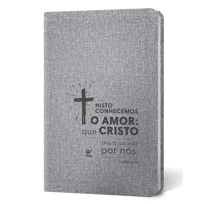 Biblia Cruz - Letra Normal - AEC -Capa PU Cinza Luxo