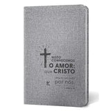 Biblia Cruz - Letra Normal - AEC -Capa PU Cinza Luxo
