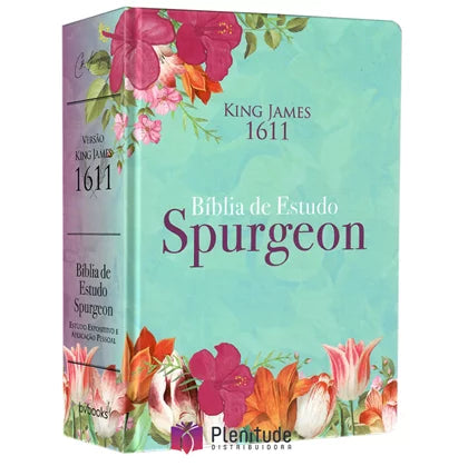 Biblia de Estudo Spurgeon KJ 1611 - Letra Grande - Luxo Floral Feminina