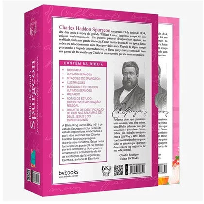 Biblia de Estudo Spurgeon KJ 1611 - Letra Grande - Luxo Floral Feminina